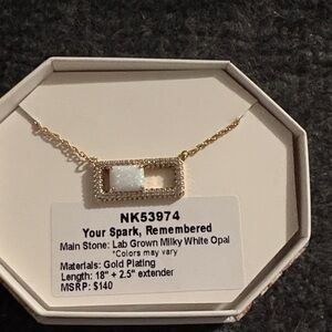 Gold Plated Necklace with Milky White Opal